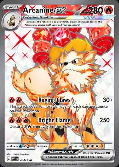 Arcanine ex 224/198 Scarlet & Violet Pokemon card