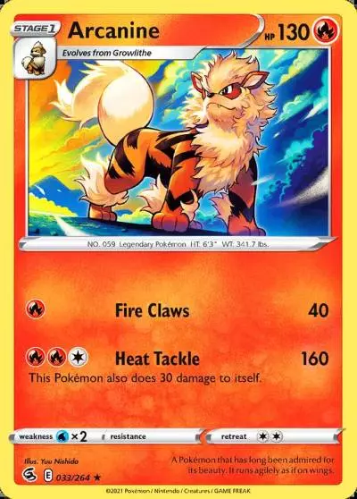Arcanine 33/264 Fusion Strike Pokemon card