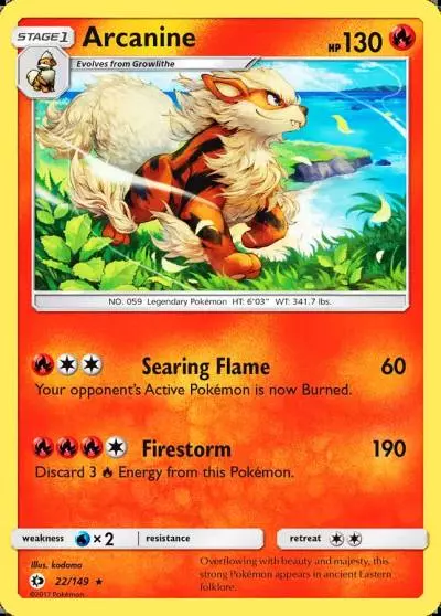 Arcanine 22/149 Sun & Moon Pokemon card