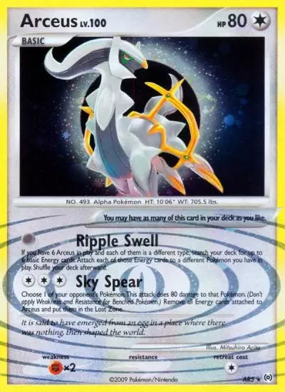 Arceus AR5/99 Arceus Pokemon card
