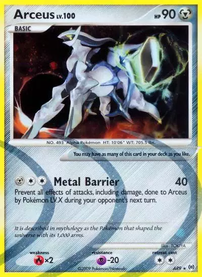 Arceus AR9/99 Arceus Pokemon card
