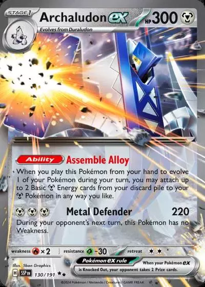 Archaludon ex 130/191 Surging Sparks Pokemon card