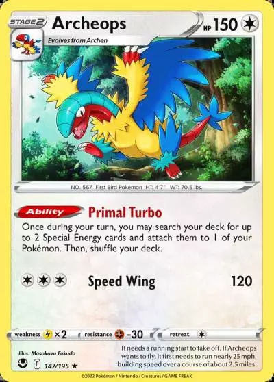 Archeops 147/195 Silver Tempest Pokemon card