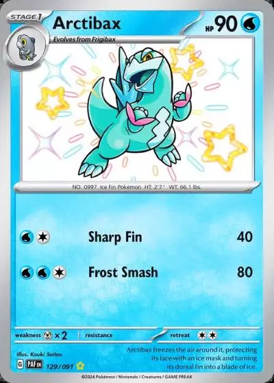 Arctibax 129/91 Paldean Fates Pokemon card