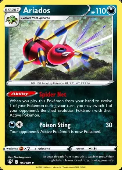 Ariados 103/189 Darkness Ablaze Pokemon card