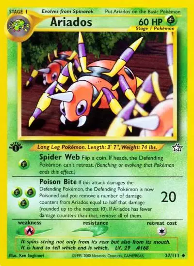 Ariados 27/111 Neo Genesis Pokemon card