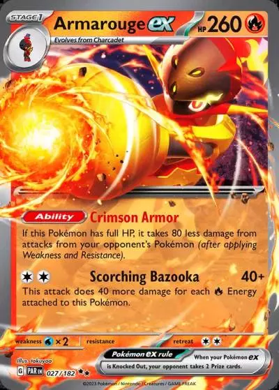 Armarouge ex 27/182 Paradox Rift Pokemon card