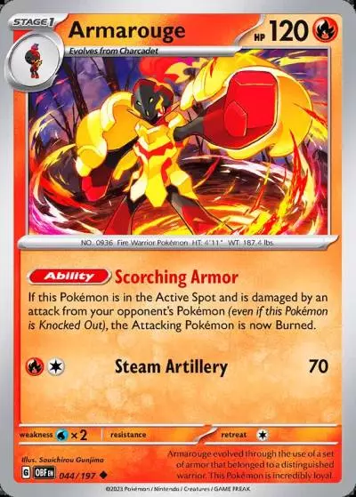 Armarouge 44/197 Obsidian Flames Pokemon card