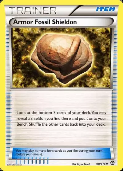Armor Fossil Shieldon 98/114 Steam Siege Pokemon card