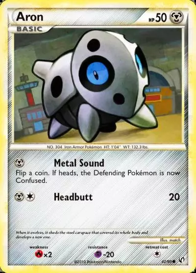 Aron 42/90 HS—Undaunted Pokemon card