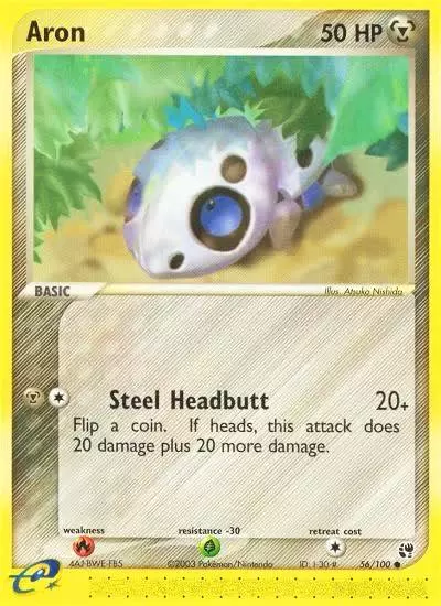 Aron 56/100 Sandstorm Pokemon card
