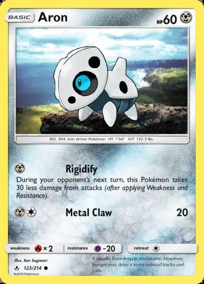 Aron 123/214 Unbroken Bonds Pokemon card
