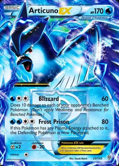 Articuno-EX 25/135 Plasma Storm Pokemon card