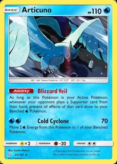 Articuno 32/181 Team Up Pokemon card