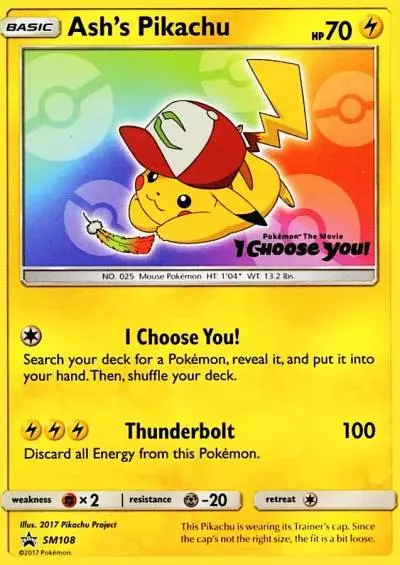 Ash's Pikachu SM108/248 SM Black Star Promos Pokemon card