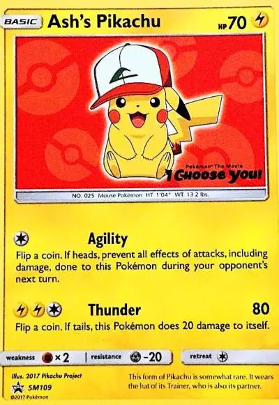 Ash's Pikachu SM109/248 SM Black Star Promos Pokemon card