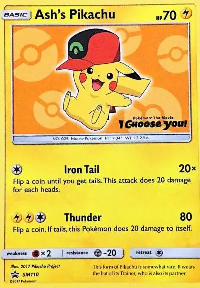 Ash's Pikachu SM110/248 SM Black Star Promos Pokemon card