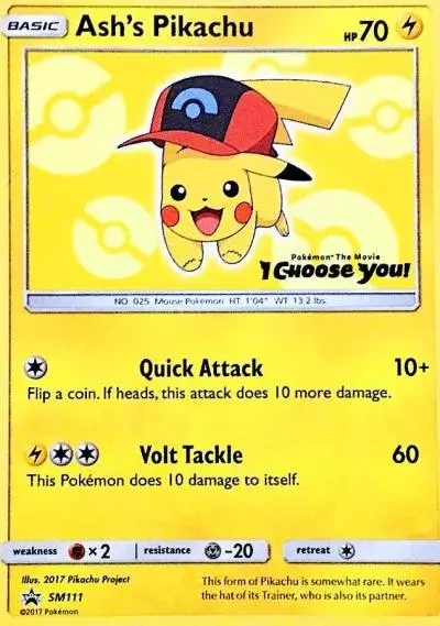Ash's Pikachu SM111/248 SM Black Star Promos Pokemon card