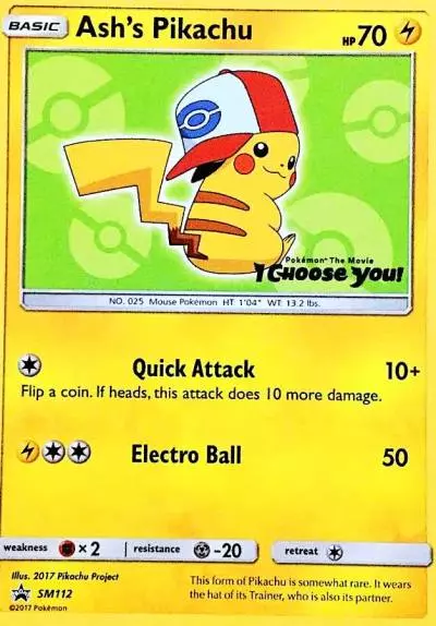 Ash's Pikachu SM112/248 SM Black Star Promos Pokemon card