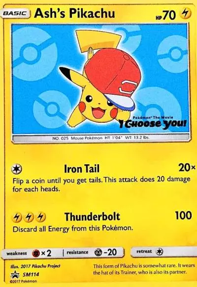 Ash's Pikachu SM114/248 SM Black Star Promos Pokemon card