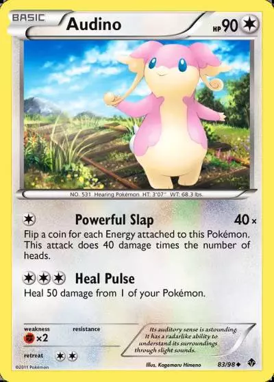 Audino 83/98 Emerging Powers Pokemon card