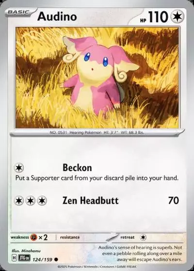 Audino 124/159 Journey Together Pokemon card