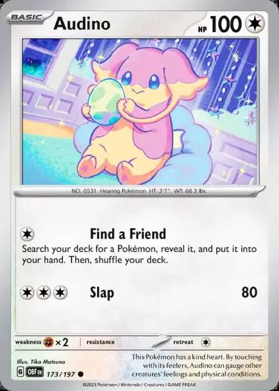 Audino 173/197 Obsidian Flames Pokemon card