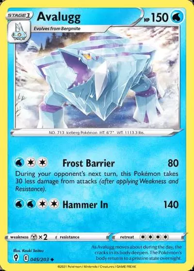 Avalugg 45/203 Evolving Skies Pokemon card