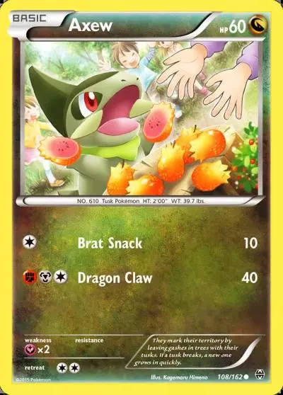 Axew 108/162 BREAKthrough Pokemon card