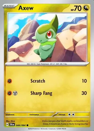 Axew 44/64 Shrouded Fable Pokemon card