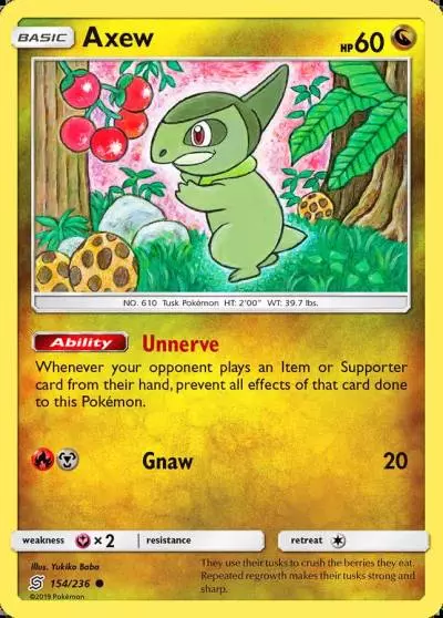 Axew 154/236 Unified Minds Pokemon card