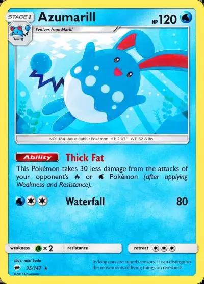 Azumarill 35/147 Burning Shadows Pokemon card