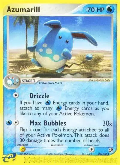 Azumarill 30/100 Sandstorm Pokemon card