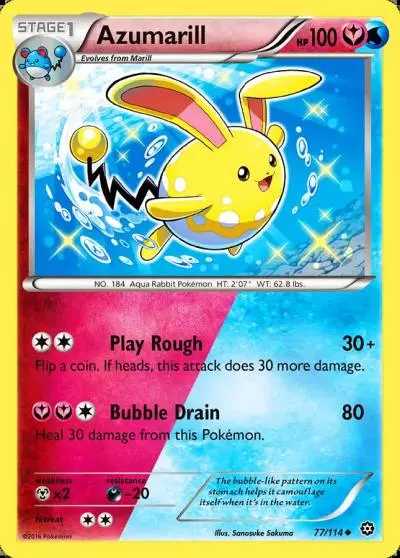 Azumarill 77/114 Steam Siege Pokemon card