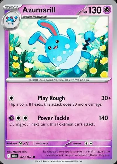 Azumarill 65/162 Temporal Forces Pokemon card
