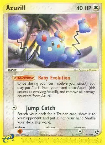 Azurill 31/100 Sandstorm Pokemon card