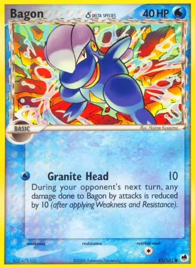 Bagon δ 43/101 Dragon Frontiers Pokemon card