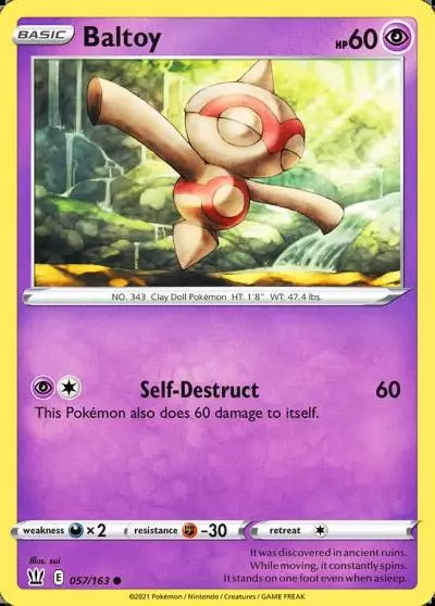 Baltoy 57/163 Battle Styles Pokemon card