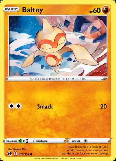 Baltoy 70/159 Crown Zenith Pokemon card