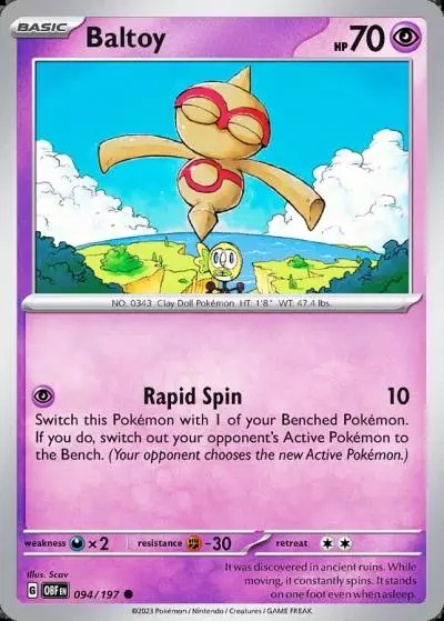 Baltoy 94/197 Obsidian Flames Pokemon card