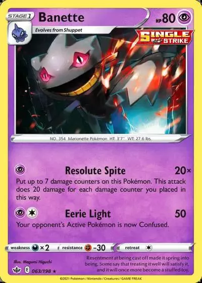 Banette 63/198 Chilling Reign Pokemon card