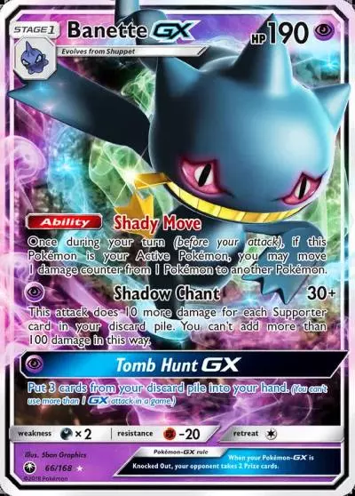 Banette-GX 66/168 Celestial Storm Pokemon card