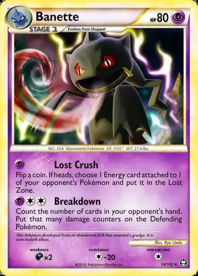 Banette 14/102 HS—Triumphant Pokemon card