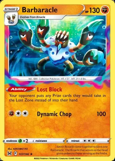 Barbaracle 107/196 Lost Origin Pokemon card