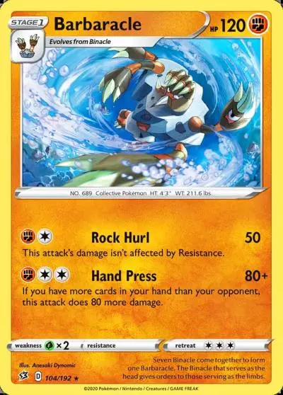 Barbaracle 104/192 Rebel Clash Pokemon card