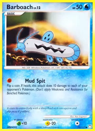 Barboach 72/123 Mysterious Treasures Pokemon card