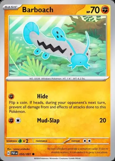 Barboach 50/91 Paldean Fates Pokemon card