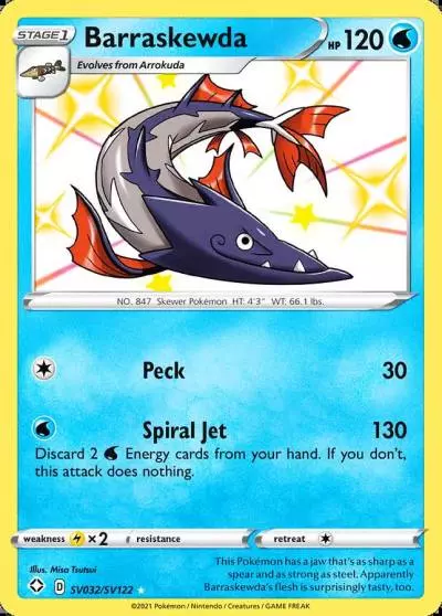 Barraskewda SV032/122 Shining Fates Shiny Vault Pokemon card