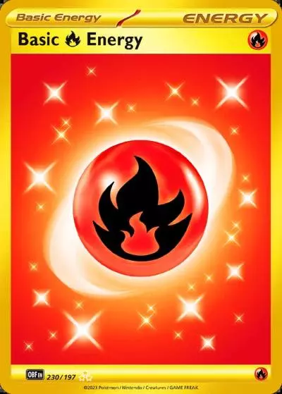 Basic Fire Energy 230/197 Obsidian Flames Pokemon card