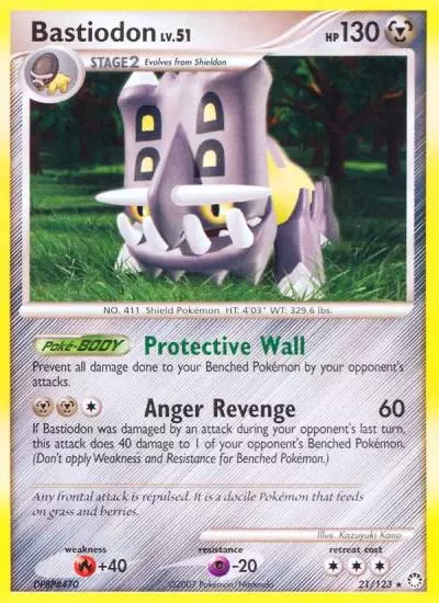 Bastiodon 21/123 Mysterious Treasures Pokemon card